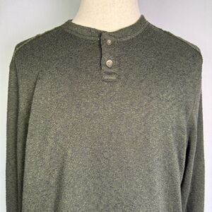 Levi's Long Sleeve Henley, Men's Sz L, Olive Green, Distressed Seam Detail 2/$25